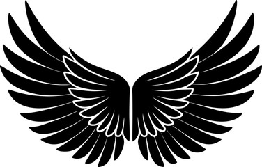 Fototapeta premium Vector illustration set of stylized bird and angel wings for tribal tattoo design element