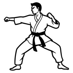 Karate Pose Silhouette vector