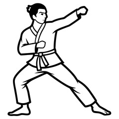 Karate Pose Silhouette vector