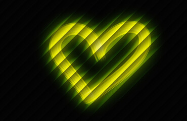 Hand Made Glowing yellow heart shape with diagonal lines a modern design element perfect for love and Valentines Day themes by Adobe Fresco