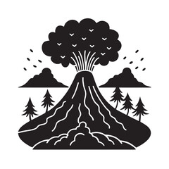 Pyroclastic Flow Volcano Doom Cloud Silhouette