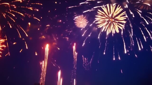 Spectacular Fireworks Display Illuminating the Night Sky with Vibrant Colors.