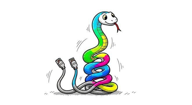 Colorful Python Snake with USB Cables as Tail.