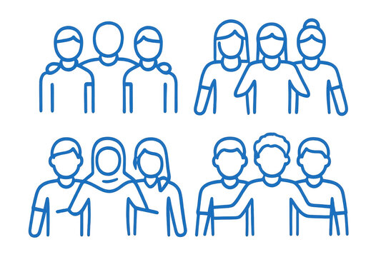 People group icon set showing connection, team, community, support, and friendship, transparent background - Powered by Adobe