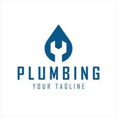 Wrench Inside A Water Drop Logo. Symbol Of Plumbing, Water Service, And Handyman