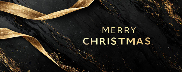 Experience the beauty of this elegant marble design, adorned with luxurious golden ribbons and complemented by minimalist typography that reads Merry Christmas. This stunning visual is perfect for enh