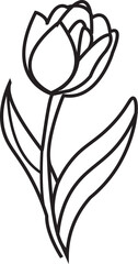Obraz premium Simple black and white line art drawing of a tulip