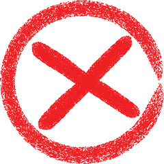 Red Hand-Drawn Cross Mark in Circle 