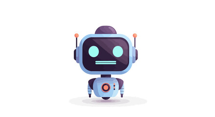 Fototapeta premium Cute Cartoon Robot Illustration on White Background, Artificial Intelligence