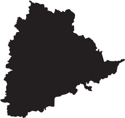Obraz premium Telangana Map Silhouette Isolated State of India