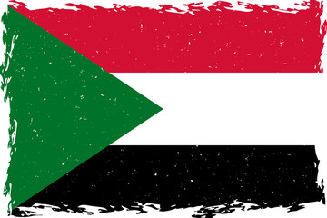 Flag of sudan brush stroke grunge texture