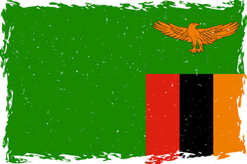 Flag of zambia brush stroke grunge texture
