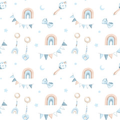 Gentle Watercolor Baby Nursery Seamless Pattern