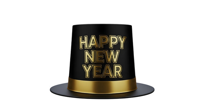 Elegant black and gold happy new year cake isolated on transparent background - Powered by Adobe