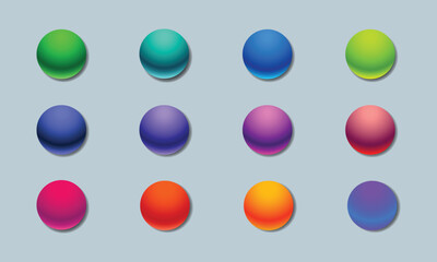 Colorful 3D Glossy Spheres and Gradient Round Buttons Collection