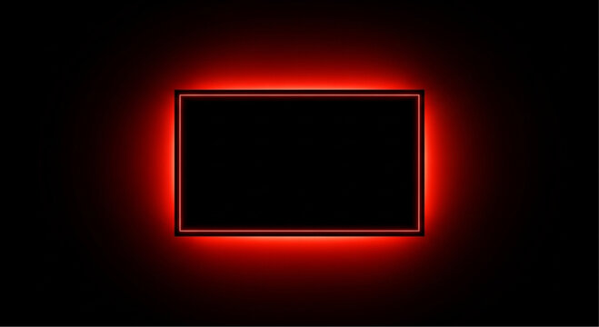 An abstract depiction of a rectangular display with a vibrant red border, set against a dark, minimalist backdrop.  vector illustration
