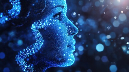 Futuristic Portrait of Woman with Sparkling Features