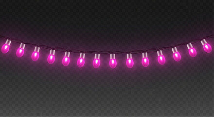 A string of vibrant pink lights shines against a dark backdrop, perfect for adding a touch of festive flair to any celebration or design. vector illustration