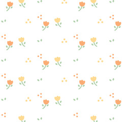 正方形の背景　小さい花のパターン　オレンジ