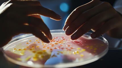 Scientific Experiment Using Petri Dish with Bacteria