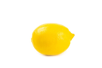 Lemon isolated on white background. Lemon fruits with a slice. Fresh lemon fruits with citrus leaves. Lemon juice. Pattern. Space for text.