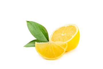 Lemon isolated on white background. Lemon fruits with a slice. Fresh lemon fruits with citrus...