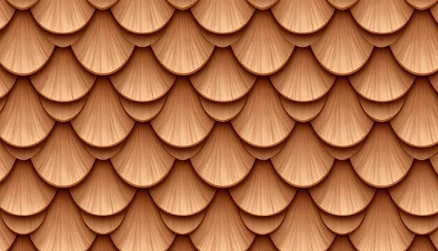 Seamless Texture of Overlapping Wooden Shingles Creating a Scaled Pattern