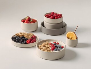 Minimalist Breakfast Still Life with Ceramic Bowls