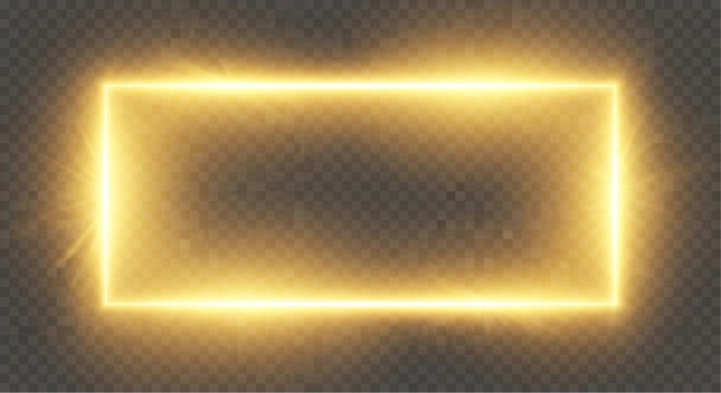 A mesmerizing display of radiant energy, as a golden rectangle glows with ethereal light, creating an atmosphere of mystery and futuristic style. vector illustration