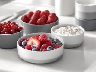 Minimalist Breakfast Still Life with Ceramic Bowls