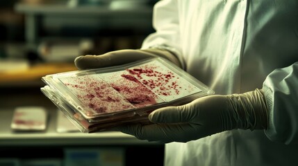 Laboratory Technician Holding Petri Dishes with Specimens