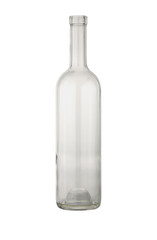 Empty white wine bottle on white background