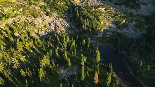 aerial view of Lake Lazurnoye Ergaki