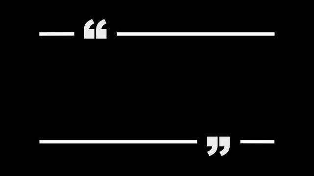 quote mark icon animation. Chatting communication animated icon. Quote Marks Dialogue, talk. Animated quote mark frame design for textual quotation or text spoken by on black background.