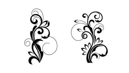 Elegant floral ornaments isolated on transparent background decorative swirls and flourishes for design projects and invitations isolated on trasparent background