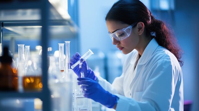 Female Scientist Conducting Experiment in Laboratory
