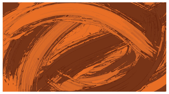 Abstract background texture with bold, expressive brush strokes in vibrant orange and deep brown colors vector illustration