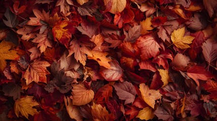 Rich tapestry of autumn leaves in vibrant red and orange hues