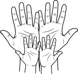 Minimalist Family Hands Line Art