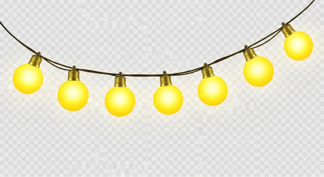 A string of illuminated festive lights creates a warm, inviting glow, perfect for adding a touch of magic to any occasion.  vector illustration