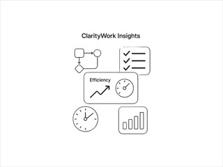 Clarity Work Insights Prompt: clear glass-style icons, workflow clarity