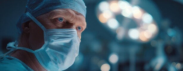 The Surgeon Focused in a Sterile Operating Room Under Bright Surgical Lights