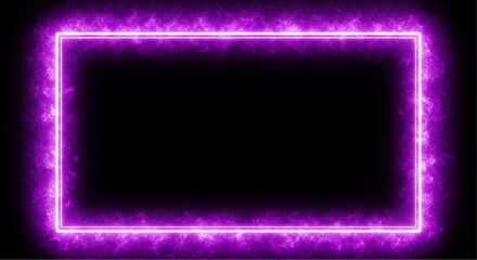 A vivid neon frame glows with a captivating purple aura on a dark background. The scene exudes an atmosphere of modernity and technological innovation. vector illustration