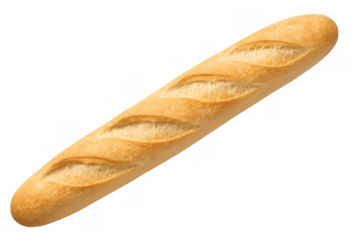 French baguette, a classic long loaf of baked bread, a staple food from france, on a transparent background