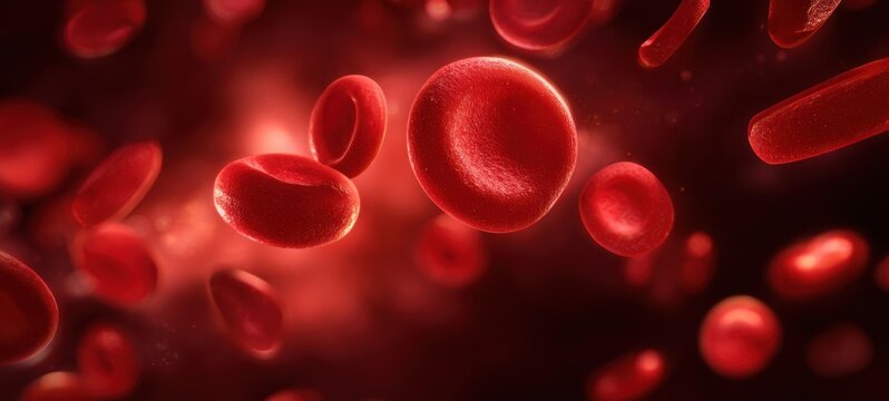 The Red Blood Cells Floating in a Vivid Oxygenated Human Bloodstream Macro Illustration