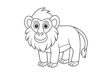Cute monkey coloring page outline isolated on