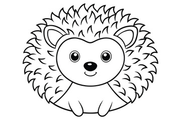 Cute cartoon hedgehog coloring page isolated on
