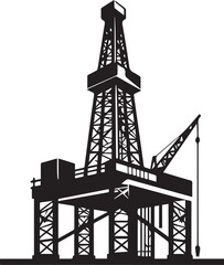 Offshore Oil Rig Silhouette Illustration Energy Extraction and Industrial Technology.
