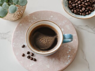 Healthy Breakfast Bowl and Coffee Fresh Morning Flatlay