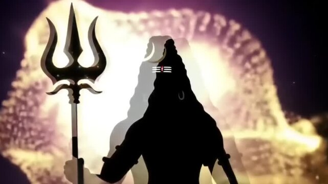 Shiva silhouette holding trident.